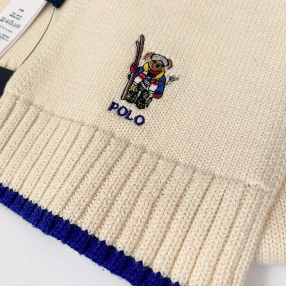 Hold Ralph Lauren polo bear embroidered scarf 100% cotton